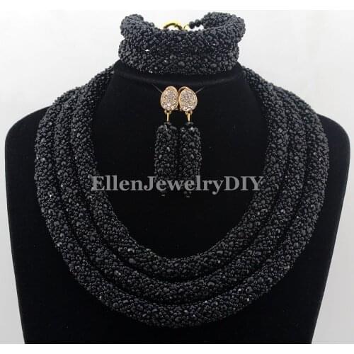 Nigerian Wedding African Beads Rushed Classic Women Crystal Jewelry Set New Arrived Nigeria Set Necklace Africa Beads W12786