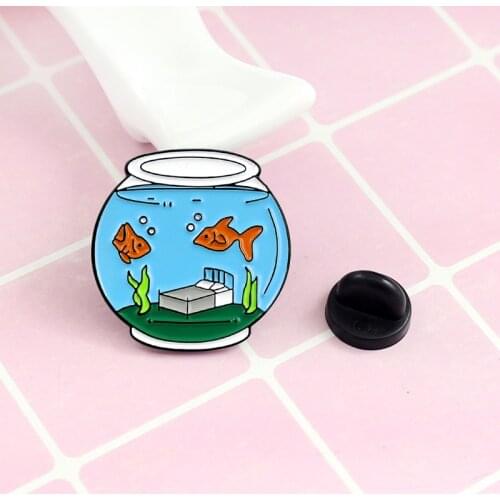 Winter New Arrival Goldfish Bowl Within Fish Bed And Weed Shape Brooch Cute And Romantic Style Tredy Pins Gift For Friend