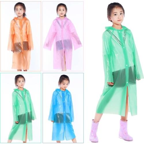 New Raincoat PEVA Windproof Childrens Raincoat Traveling Disposable Rain Poncho For 110-140 CM Height Kids