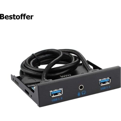 USB 3.0 Front Panel 3.5" 2-Port Hub +Audio to 20pin Connector for Floppy Bay Bracket