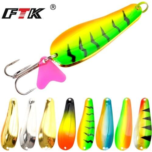 FTK Fishing Lure Spoon 1 PC 24g/28g/35g Noise Sequin Paillette Carp Hard Fishing Baits With Treble Hook Lure