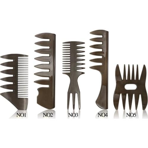 Handle Grip Large Tooth Detangling Curly Hair Comb Back Head Styling Beard Oil Comb Men Hairdressing Wide Teeth Comb Set Gift