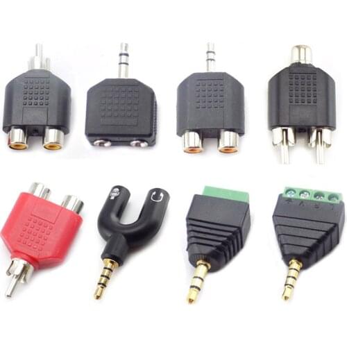 RCA Connector 3.5mm Spliter Plug to 2 RCA Jack Male to Female 3.5 to AV Audio 2 in 1 Stereo Headset Dual Headphone Audio Adapter