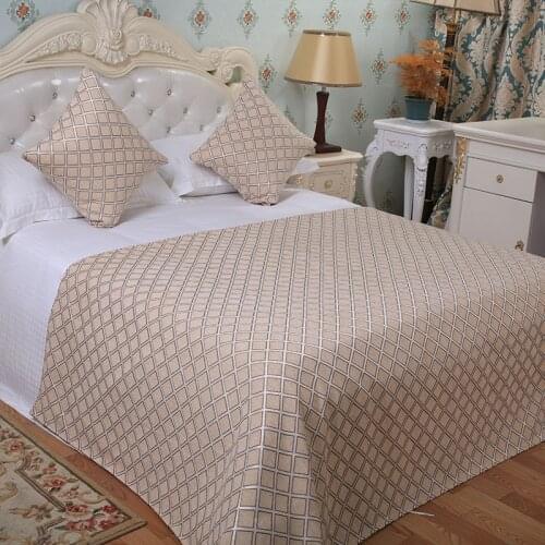 Luxury Yellow Grid Pattern Bed Throw Runners Mondern Simplicity Bed Spreads High-grade Home Hotel Bed Covers Decoration