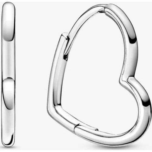 Authentic 925 Sterling Silver Asymmetrical Heart Hoop Earrings for Women Wedding S925 Fine Jewelry Party Gift Brincos