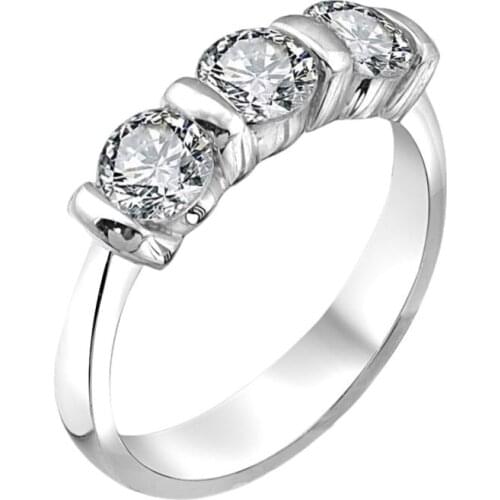 Certified Swarovski Tria 3 Three Stone 925 Silver Ring