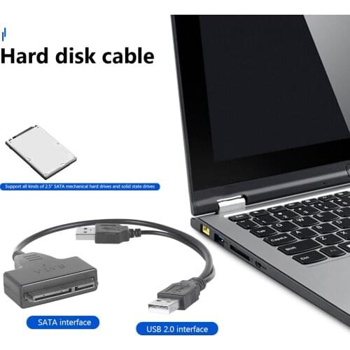 USB 2.0 to SATA 7 Cable 2.5 inch SATA Hard Drive External +15Pin SSD HDD Adapter Office Caring Computer Supply