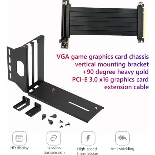 Stand Vertical GPU Mount Graphics Card Loop mounting Bracket 90 Degree Right Angle Holder With PCI-E 3.0 X16 Extension Cable