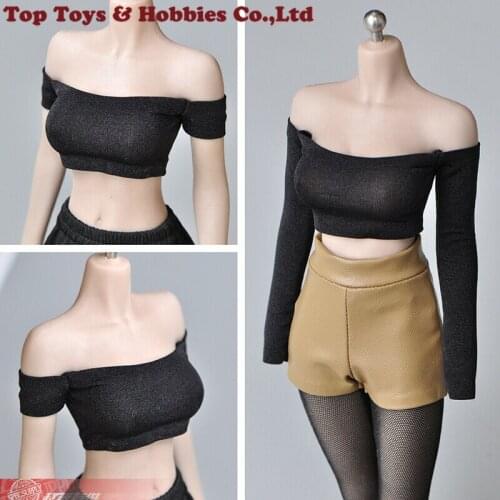 1/6 Female Strapless Shoulder T-shirt Vest TBL PH Clothes Top tight leotard model For 12-inch figure Body Doll