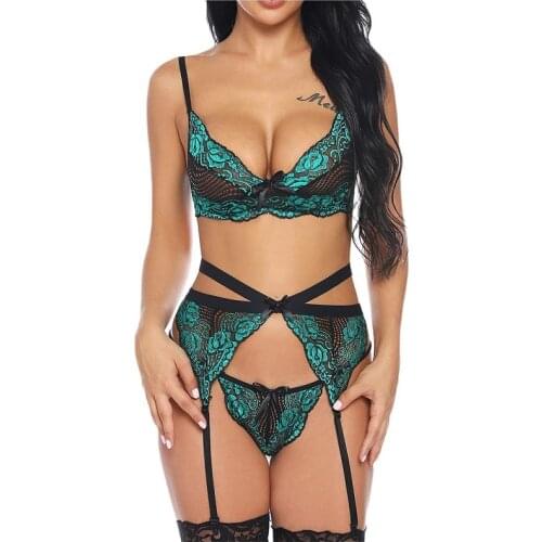 Women Underwear Sexy Lingerie Set Bow Lace Lenceria Sensual Mujer Erotic Lingerie Underwear Sets Bra Brief Garter Sets