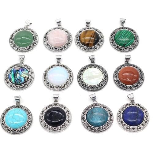 Natural Stone Pendant Necklace Exquisite Abalone Shell Crystal Amethysts Charm for Women Making Jewelry Necklace Bracelet