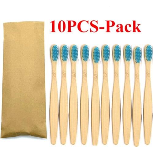 10Pcs Bamboo Toothbrush Medium Bristles Biodegradable Plastic-Free Toothbrushes Low Carbon Eco Bamboo Handle Brush Oral Care