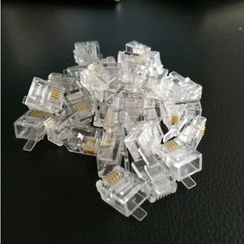 1000pcs Durable 4 Core Telephone Network Connectors RJ11 6P4C Modular Plugs