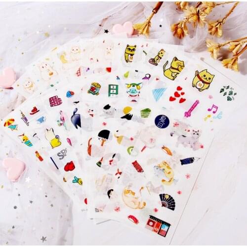 6pcs Lovely cat life sticker pvc diy decoration sticker for album scrapbooking stationery sticker gift for kids