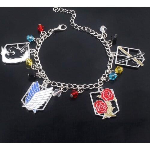 Anime Attack on Titan Bracelet Japanese Cartoon Shingeki No Kyojin Handmade Giant Chain Bracelet Costume Jewelry for Gift