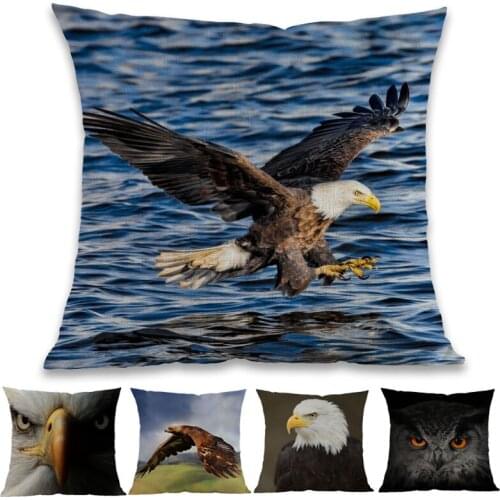 Bald Eagle White-tailed Falcon Owl Birds Lift The Wings Throw Pillow Case Home Office Sofa Decoration Cushion Cover