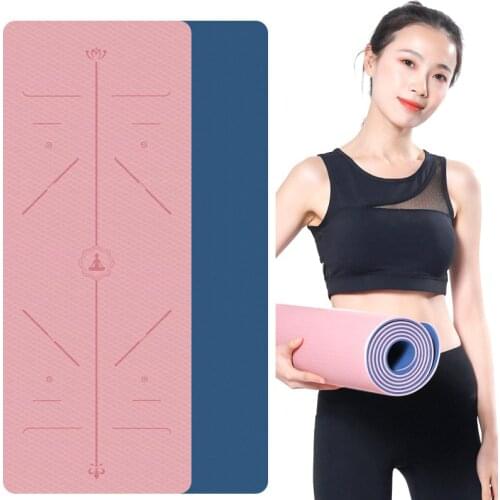 6mm TPE Yoga Double Layer Non-Slip Mat Yoga Exercise Pad With Position Line Fitness Gymnastics Pilates Acupressure Massage Mat