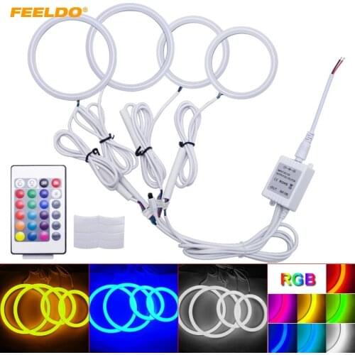 FEELDO 2X100mm 2X80mm Car Xenon Cotton Angel Eyes Halo Ring Light DRL For BYD F0/F1 Headlight #HQ1222