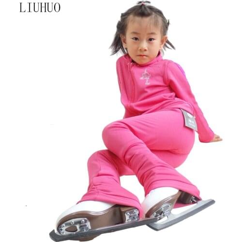 Figure Skating Fleece Jacket and pants Womens Ice Skating Blue Light Pink Velvet Stretchy Training Competition Skating trousers