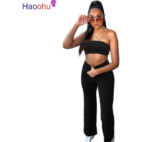 HAOOHU 2021 Two Pieces Bra Sets Velvet Sexy Underwear Lingerie Sets Ladies Intimates Tops And Pants Sleepwear Sets Clothing