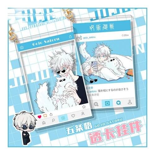 HOT Jujutsu Kaisen Gojo Satoru Acrylic PVC Transparent Cards Keychain Gift Take Photo Keyring Student Bag Pendant Toy Cosplay