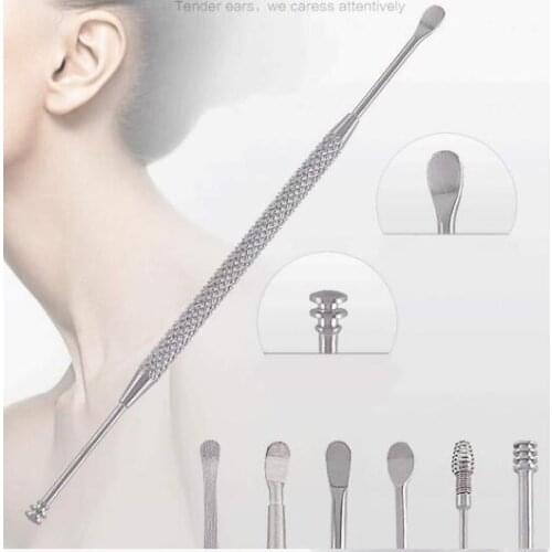 Hot 100sets 8pcs/set Ear Wax Pickers Stainless Steel Earpick Wax Remover Curette Ear Pick Cleaner Ear Cleaner Spoon Care
