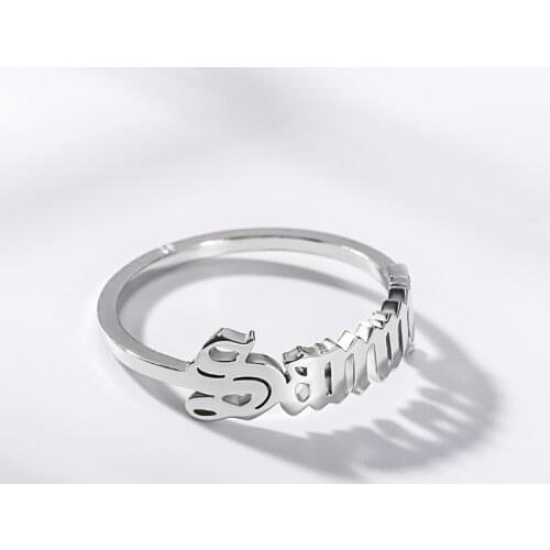 Old English Name Ring Gothic Jewelry Retro Custom Years Stainless Steel Rings For Women Men Anillo Hombre Anniversary Gifts