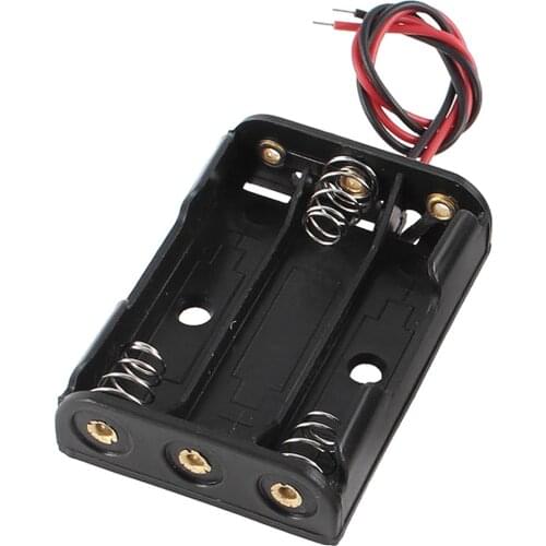 3 Slots AAA Wired Power Battery Storage Case Box Holder Leads 4.5v Rechargeable Battery Case