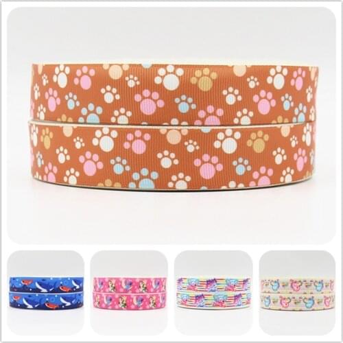Q&N ribbon 7/8inch 22mm cartoon printed grosgrain ribbon 50yards/roll for headband hair tie free shipping