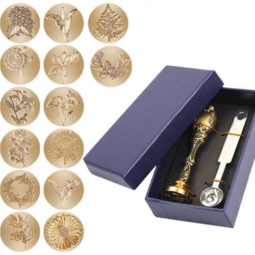 Custom Stamps Wax Seal Box Kit Detachable Stamp Scepter Spoon Set Sealing Beads Envelope Wedding Packaging Gifts Post Card Decor