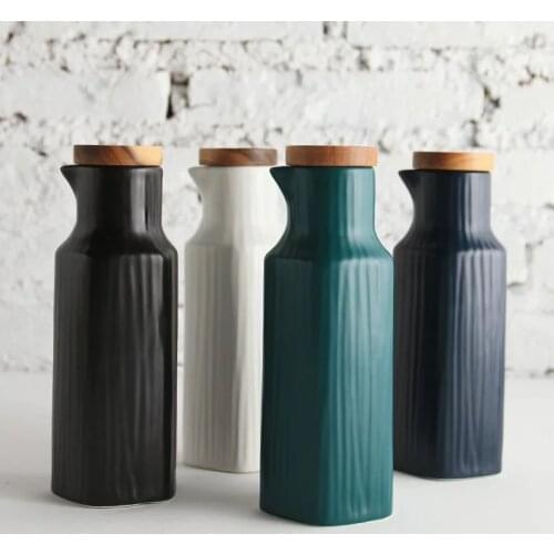 Nordic home kitchen seasoning pot400ML Ceramic sauce bottle Edible oil pot Vinegar bottle seasoning bottle kitchen containers