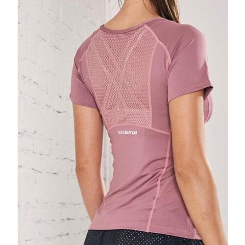 2020 New Athletic T-shirt Womens Elastic Quick-Drying T-shirt Slim-Fit Slim round Neck Yoga Jacket Running Fitness Clothes Top