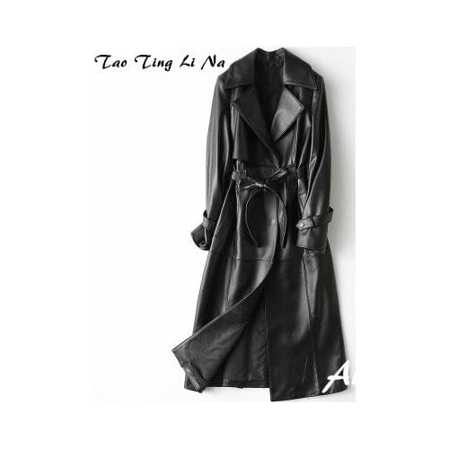 Top brand Fashion 2020 New Natural Genuine Real Sheep Leather Trench H6 high quality