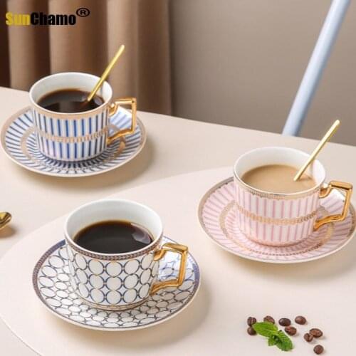 Christmas Gifts Ceramic Coffee Mugs Breakfast Milk Tea Cup Drinkware with Tray & Spoon Kitchen Drinking Utensils Wedding Gifts