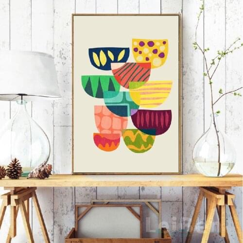 Modern Cute Colored Bowl Poster Home Decoration Print Canvas Painting Picture Wall Art Graffiti Bedroom Room Decoration Custom