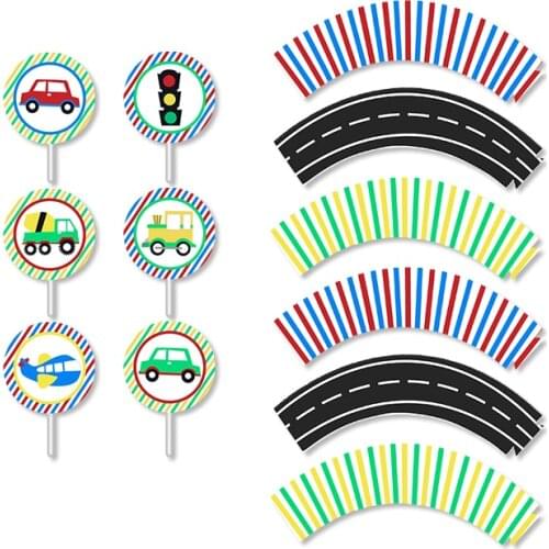 Transportation Party Cupcake Toppers Decor Trucks Birthday Party Decorations Transportation Baby Shower Decorations Supplies