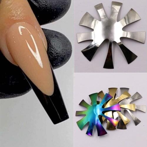 1pcs Pro 9 Sizes Easy French Smile Cut Long-V Line Almond-Shape Tips Manicure Edge Trimmer Acrylic Pink White Nails Cutter