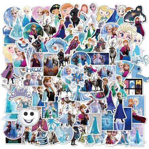 Disney Cartoon Frozen Anna Elsa waterproof sticker Notebook Computer Skateboard Water Cup Suitcase Bedroom Graffiti Sticker Toys