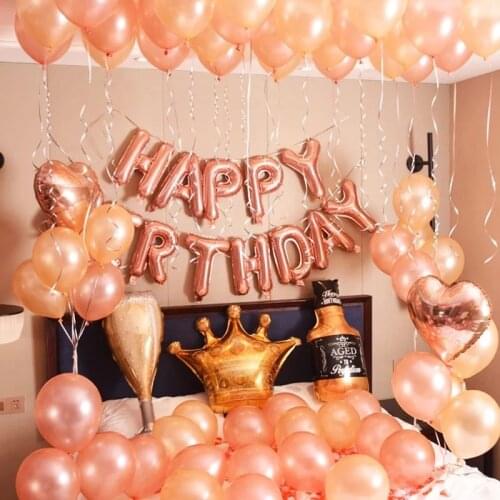 Happy Birthday Party Decoration Balloons 16inch Birthday Letter Foil Balls Rose Gold Party Decor Confetti Latex Globos Supplies