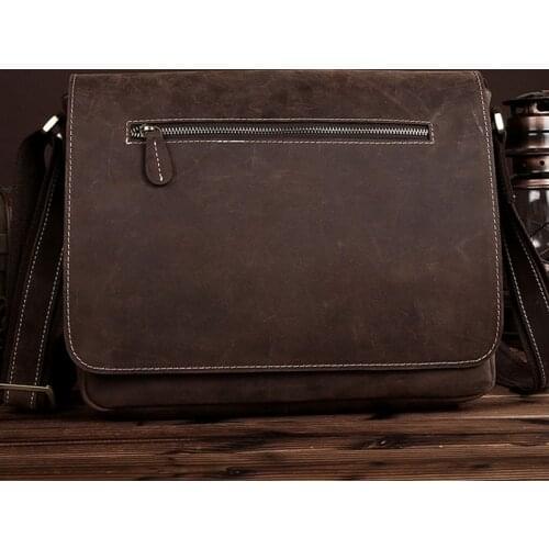 High Quality Men Bag Crazy Horse Cowhide Cross Body Bag Men Messenger Shoulder Bag Vintage casual Business Leather Bag