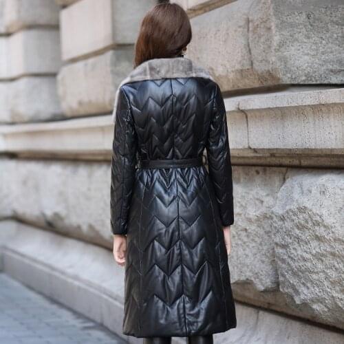 Genuine Leather Jacket Mink Fur Collar Long Down Jackets Winter Jacket Women 300% Real Sheepskin Coat Chaqueta Mujer MY