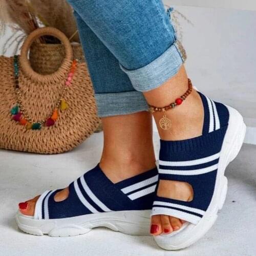 Woman Sandals 2021 Slip On Flat Shoes Women Sneakers Flats Walking Ladies Sandals Wedge Heels Knitting Sock Sneakers