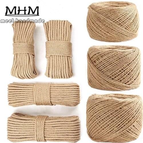 1Roll 50M Natural Burlap Hessian Jute Twine Cord Hemp Rope 1 -10mm Gift Packing String Wedding Decoration Artesanato Material