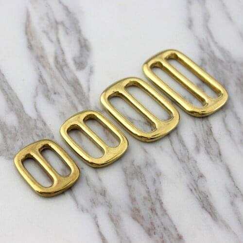 1pcs Solid Brass Tri Glides Slide 3 Bar Rectangle/Square Adjuster Buckle for leather craft Bag Shoulder Strap Belt Webbing