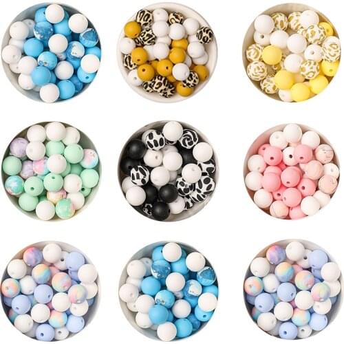 10 Pc/lot 12mm Baby Teether Silicone Beads DIY Pacifier Chain Bracelet BPA Free Silicone Baby Chewable Teether Accessories Toys