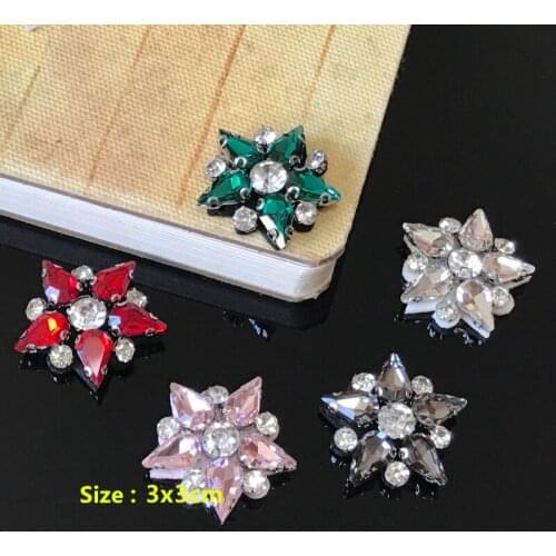 10 pieces Red Green Pink Star bead applique patch Sew On Patch vintage Patch cloth silk stockings decoration