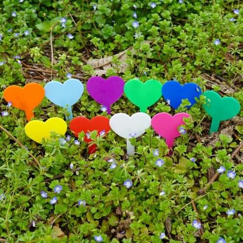 100 PCS Love Heart Shaped Plant Plastic Waterproof Thick Tags Reusable Nursery Potted Vegetables Herb Labels Markers Sign Stake