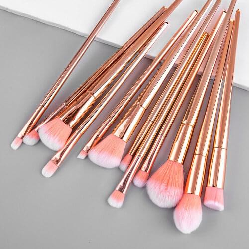 12Pc/set soft hair student beginner travel portable rose gold professional makeup brush blush eye shadow brush makeup brush