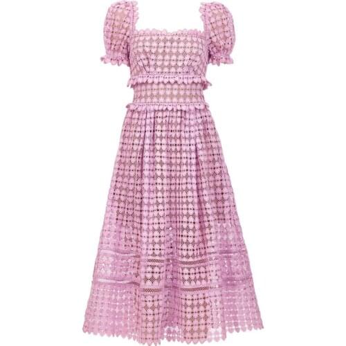 2020 spring new arrive purple lace long dress shorts sleeve fashion women dress high quality