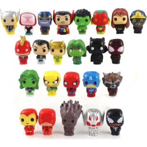 24Pcs/Set Endgame Avengers Thanos Iron Man Thor Hulk Captain Spiderman Venom Vision Black Widow Raccoon Doctor Figure Toys